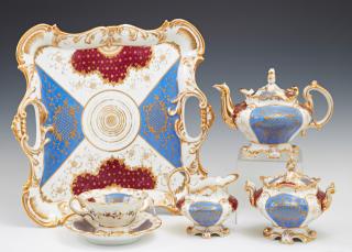 Appraisal: French Old Paris Porcelain Solitaire Six Piece Tea Set th