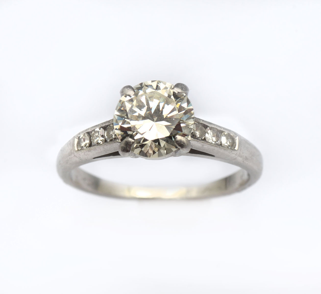 Appraisal: PLATINUM CTW DIAMOND RING CT center round brilliant cut diamond