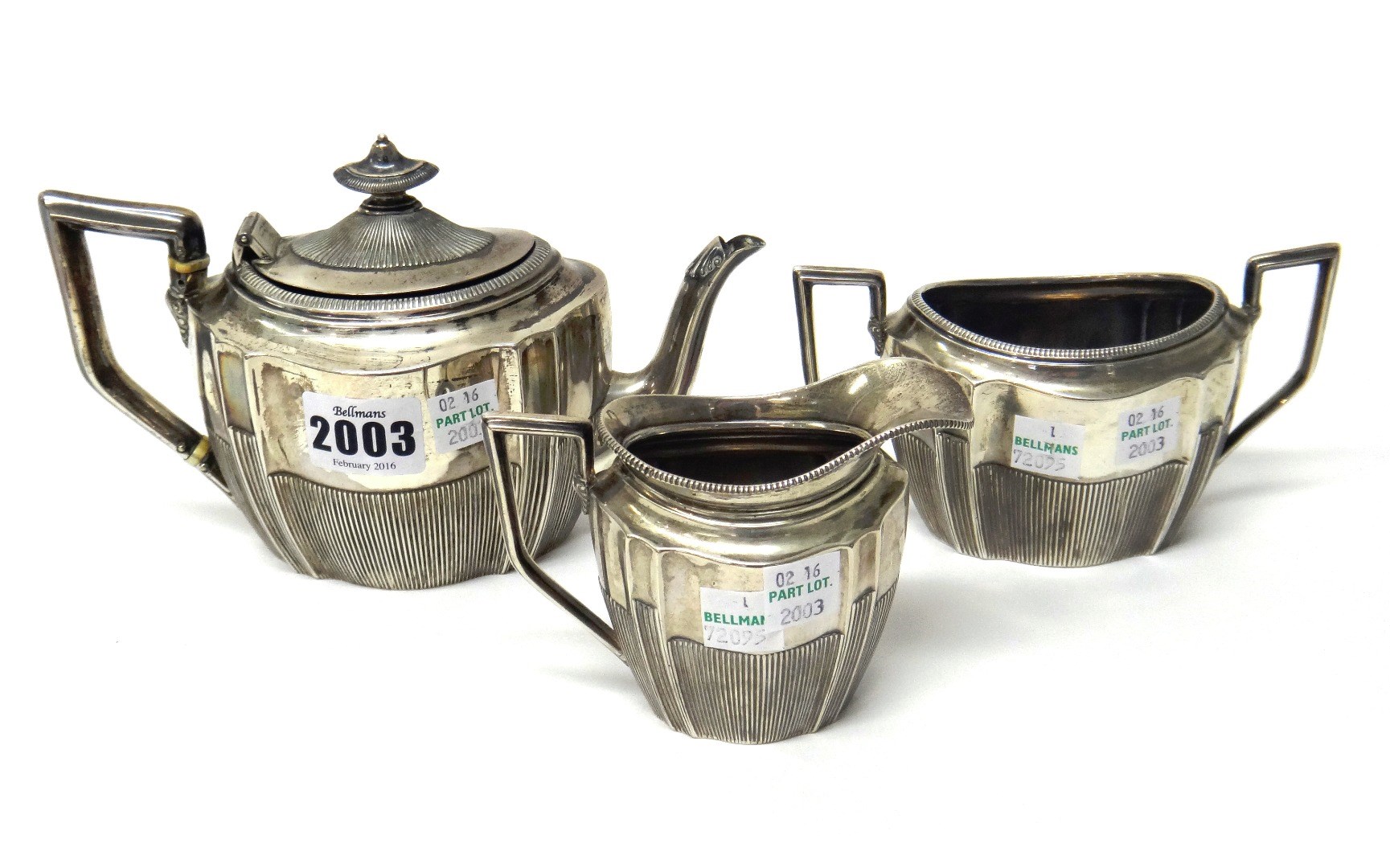 Appraisal: A Victorian silver three piece tea set comprising a teapot