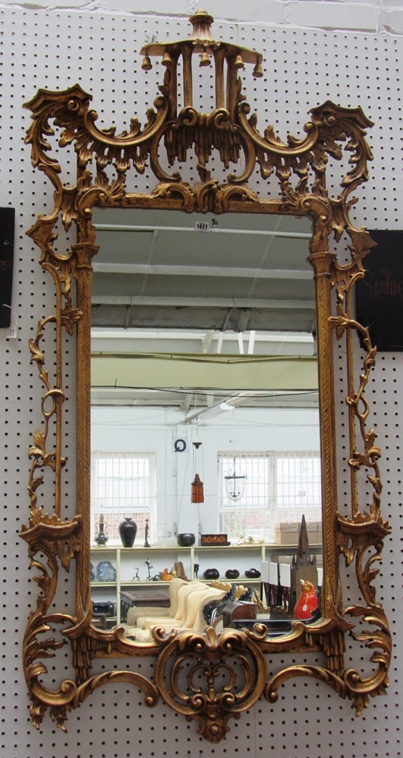 Appraisal: A gilt framed rectangular wall mirror of Chinese Chippendale style