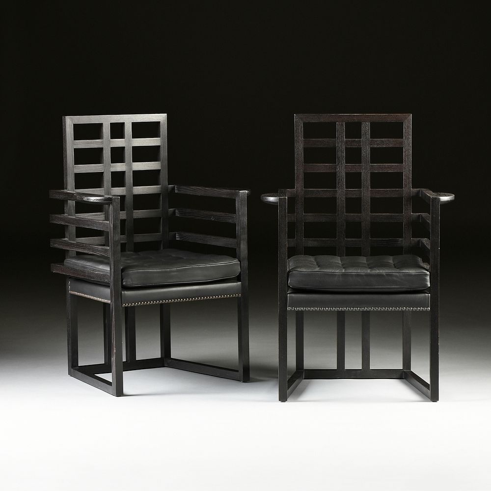 Appraisal: A PAIR OF ARMLOFFEL ARMCHAIRS JOSEF HOFFMANN MADE BY WITTMANN