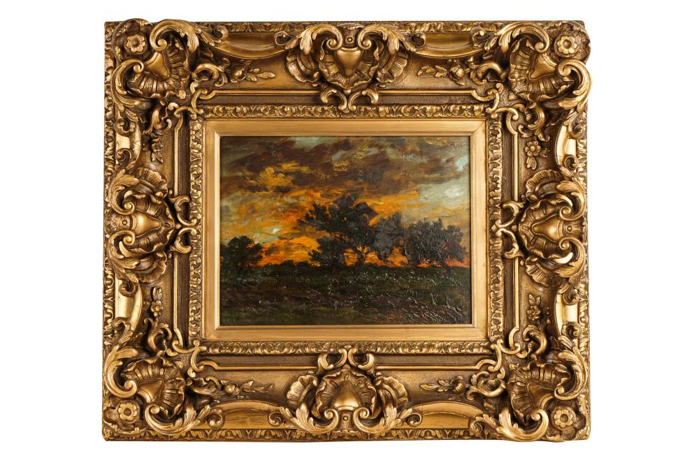 Appraisal: CHRISTIAN AUGUST GUENTHER SUNSET LANDSCAPE oil on board signed lower