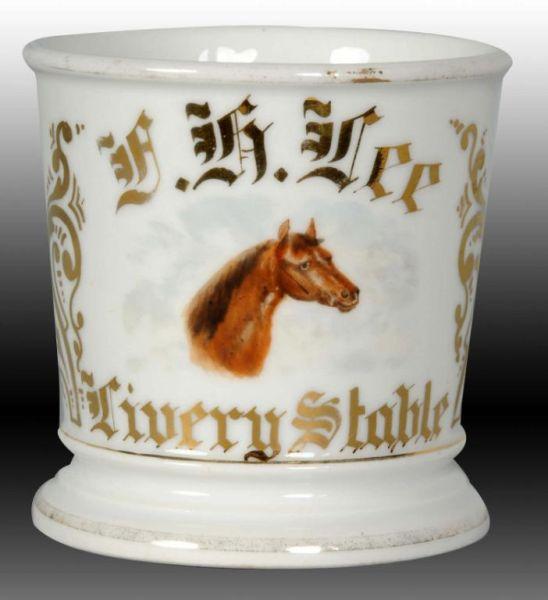 Appraisal: Occupational Shaving Mug - Livery Stable Description F H Lee