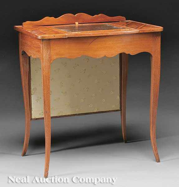 Appraisal: A Louis XVI Inlaid Fruitwood Table crire c a hinged