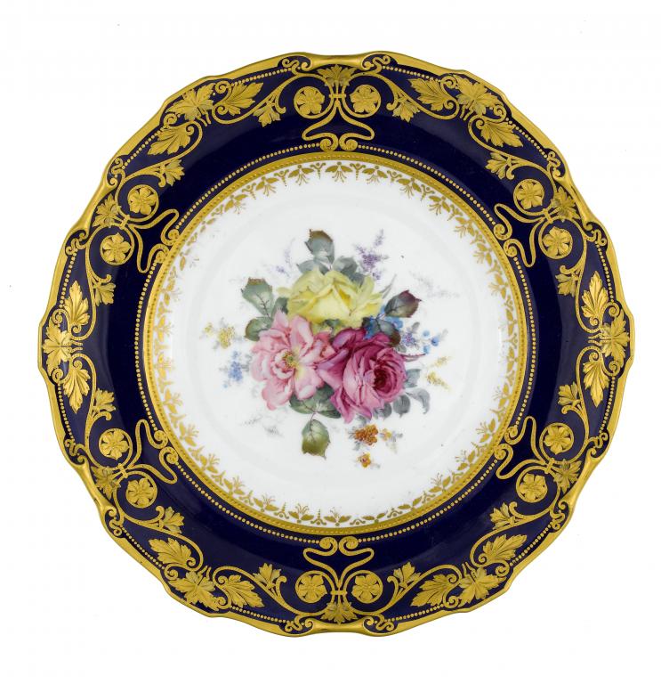 Appraisal: A ROYAL CROWN DERBY COBALT GROUND PLATE painted by C