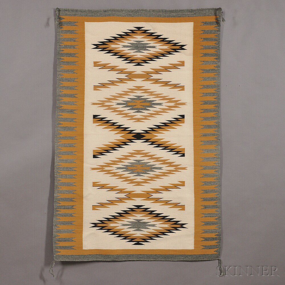 Appraisal: Navajo Rug c mid- th century with serrated stacked diamond