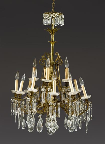 Appraisal: Louis XV style gilt metal fifteen-arm chandelier th century With