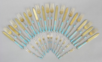 Appraisal: A Fruit Set of Enameled Flatware A fruit set of