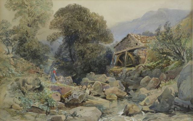 Appraisal: SMITH William Collingwood Watercolor FigureNear Mill Signed lower left William