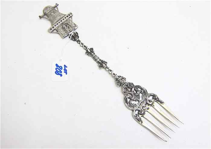 Appraisal: DUTCH SILVER FINE SERVING FORK with a man standing in