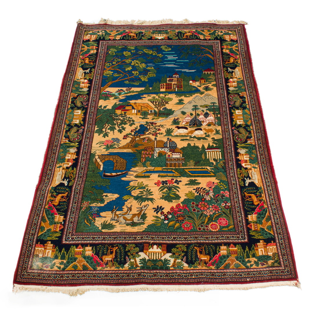 Appraisal: PERSIAN PICTORIAL CARPET Persian pictorial carpet ' x '