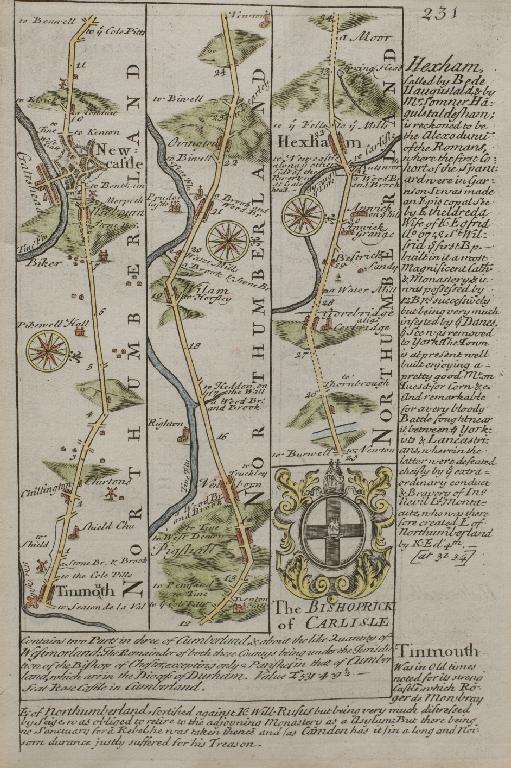 Appraisal: PAIR OF th CENTURY HAND-COLOURED ENGRAVED MAP DIAGRAMS of roads