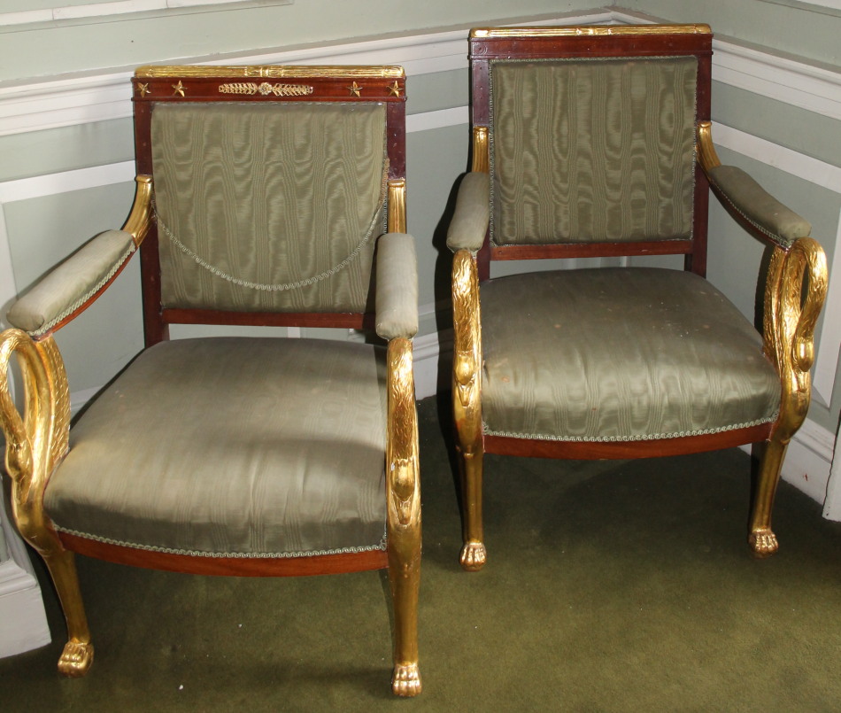 Appraisal: A pair of thC French Empire style mahogany and parcel