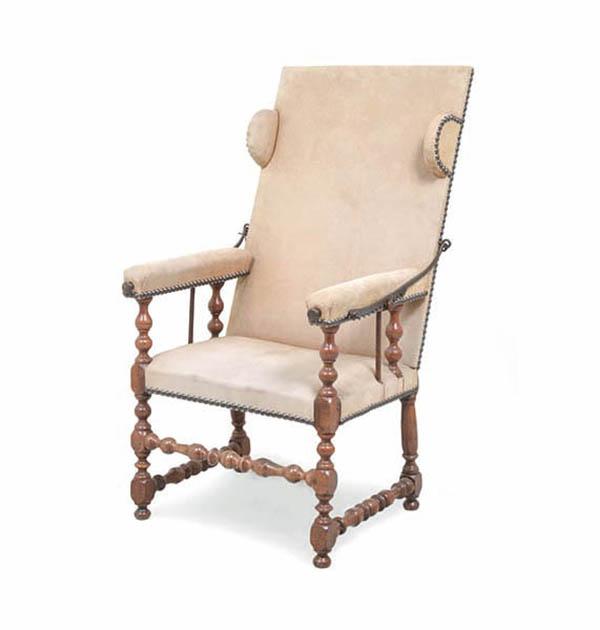 Appraisal: A RARE TH CENTURY ENGLISH WALNUT JOINED SLEEPING CHAIR