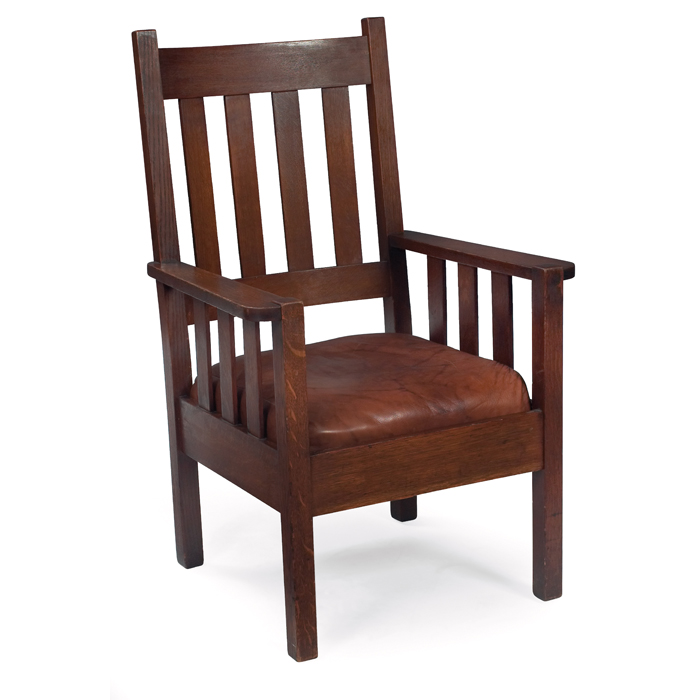 Appraisal: Stickley Brothers armchair tall back with four vertical slats at