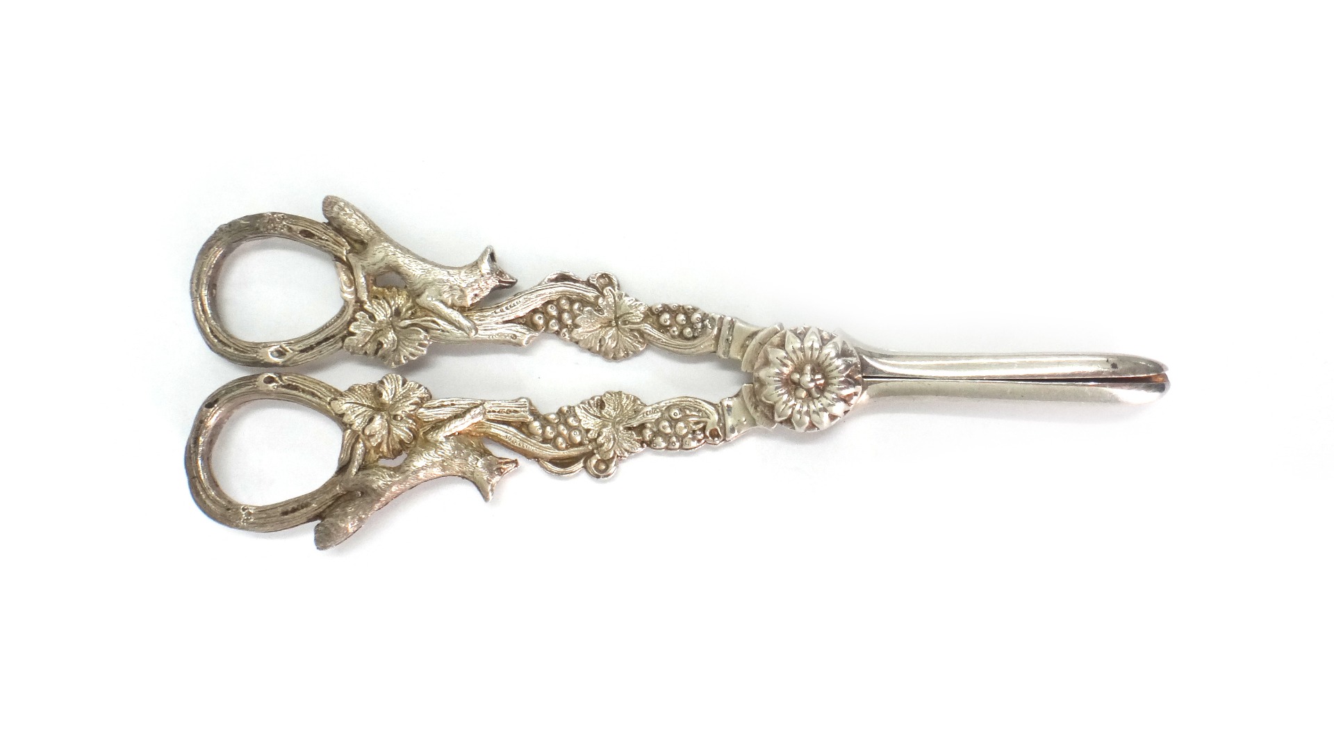 Appraisal: A pair of George IV style silver grape shears C