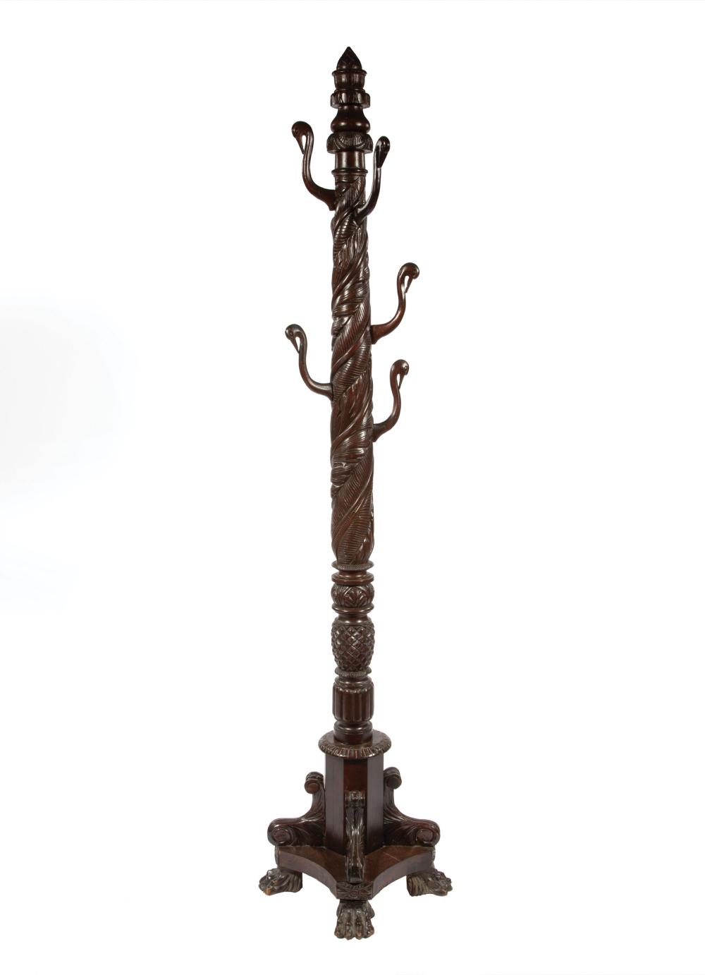 Appraisal: American Late Classical Carved Mahogany Hat Stand mid- th c