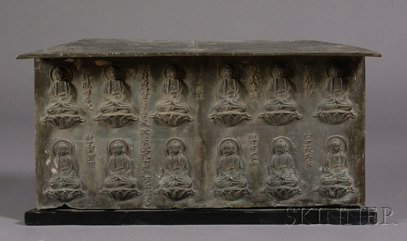 Appraisal: Bronze Plaque China th century surface with twelve Buddhas and