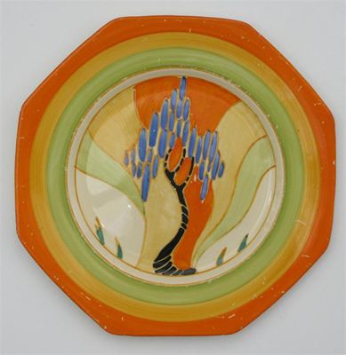 Appraisal: Windbells' a Clarice Cliff Fantasque Bizarre Octagonal plate painted in