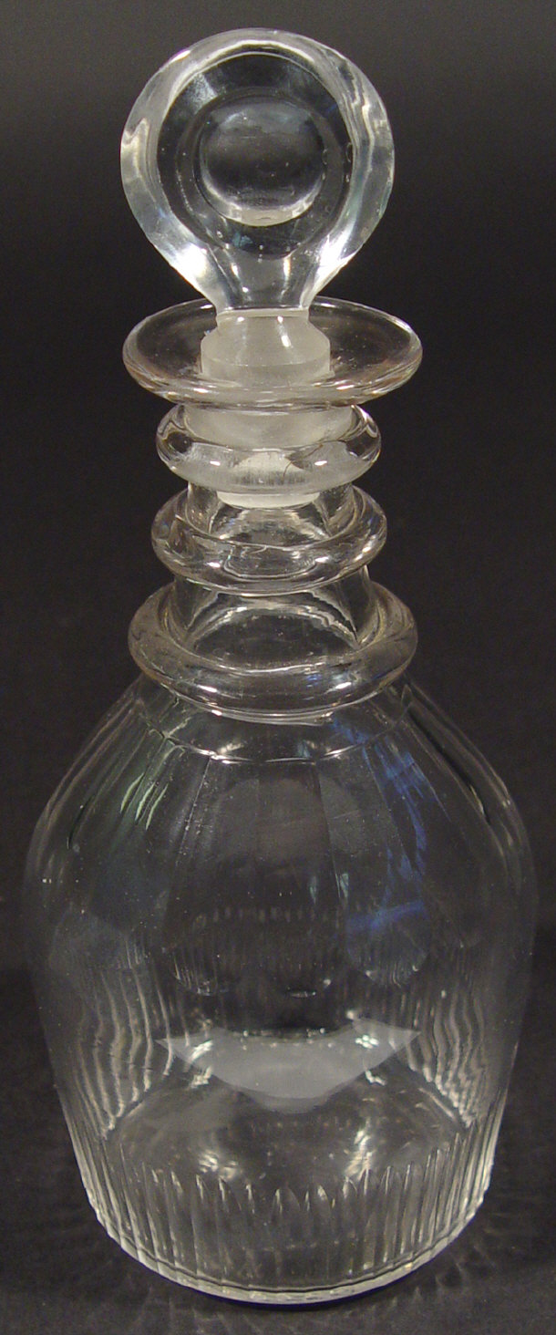 Appraisal: Georgian glass decanter with four anulated neck rings and a