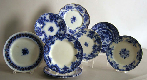 Appraisal: Nine flow blue plates approx dia