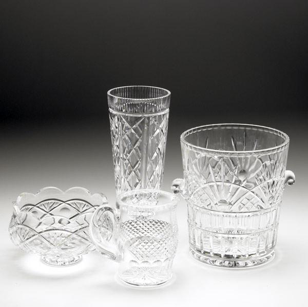 Appraisal: WATERFORD Three cut glass pieces pitcher bowl and vase all