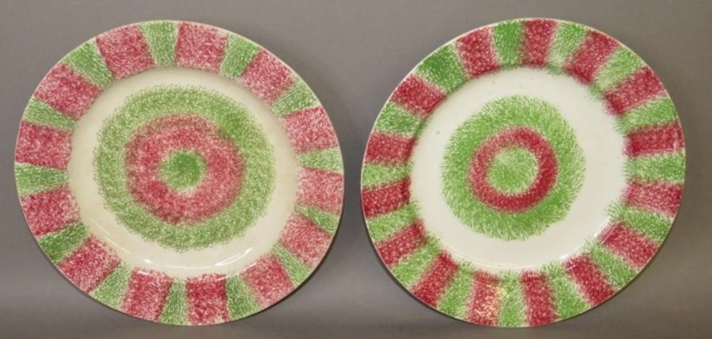 Appraisal: BULL'S EYE RAINBOW PATTERN SPATTER PLATESca English Staffordshire earthenware d