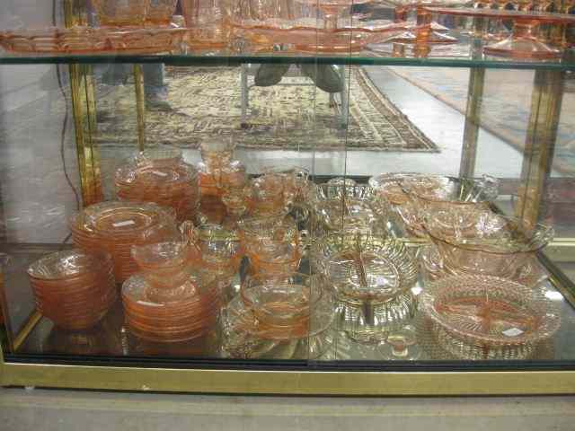 Appraisal: pcs Pink Depression Glass includes plates cups saucers bowls servers