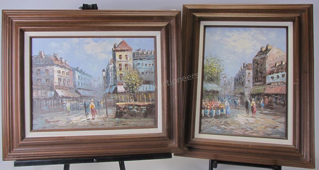 Appraisal: A pair of decorator oil paintings signed Burnett both depicting