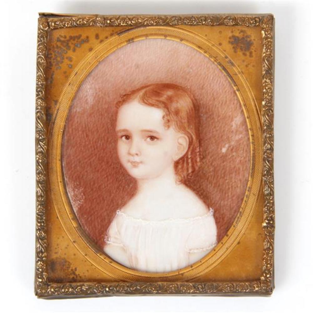 Appraisal: MINIATURE FRAMED PORTRAIT PAINTING OF YOUNG GIRL PAINTED ON IVORY