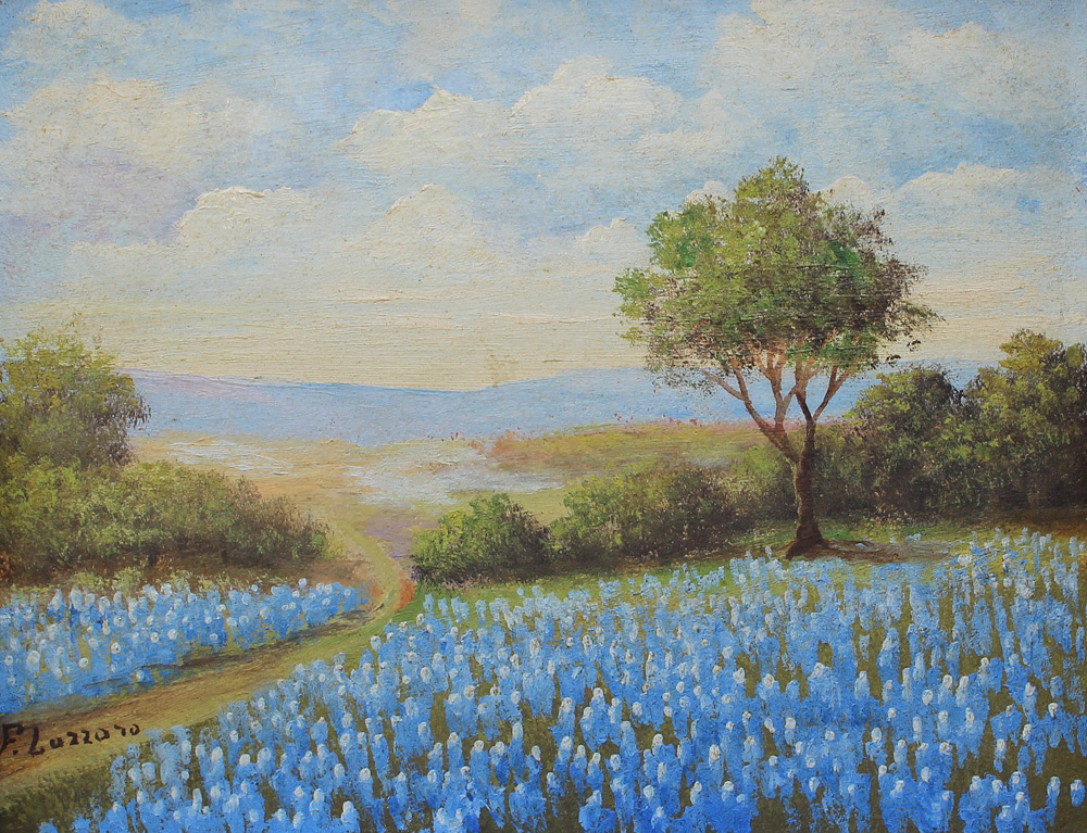 Appraisal: F LAZZARO TEXAS BLUE BONNET LANDSCAPE PAINTING Oil Board ''