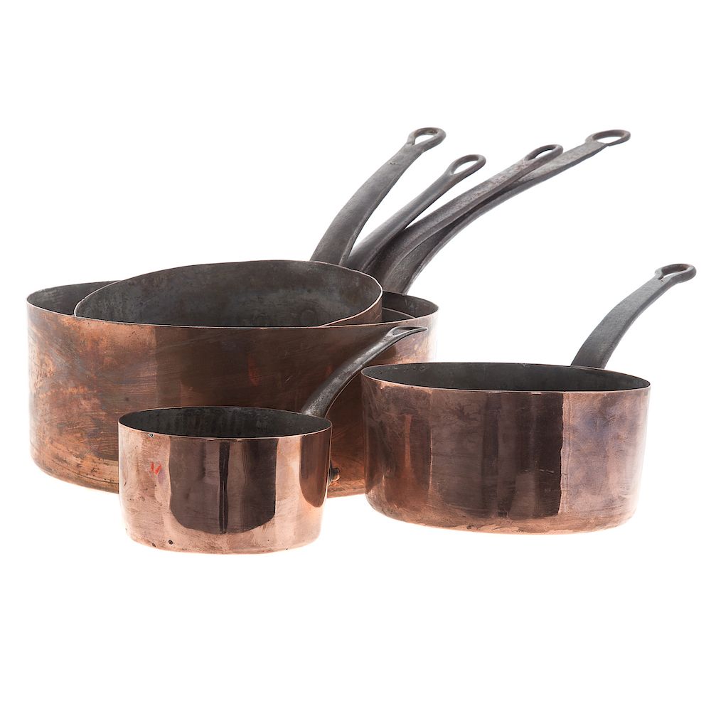 Appraisal: Set Of Six French Graduated Copper Cooking Pots each circular