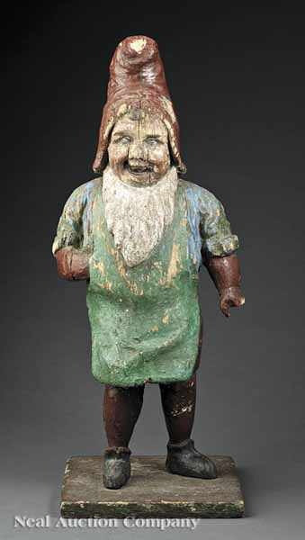 Appraisal: An Antique Painted Pine and Bearded Garden Gnome th c