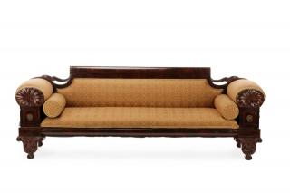 Appraisal: Important Carved Mahogany Sofa Anthony Quervelle Anthony Quervelle Paris American