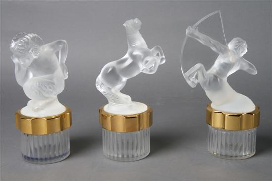 Appraisal: A Group of Three Lalique Perfume Bottles Height of tallest