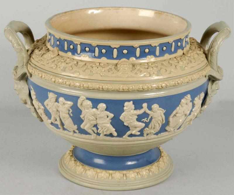 Appraisal: Mettlach Double Handled Punch Bowl Description Has incised Mettlach stamp