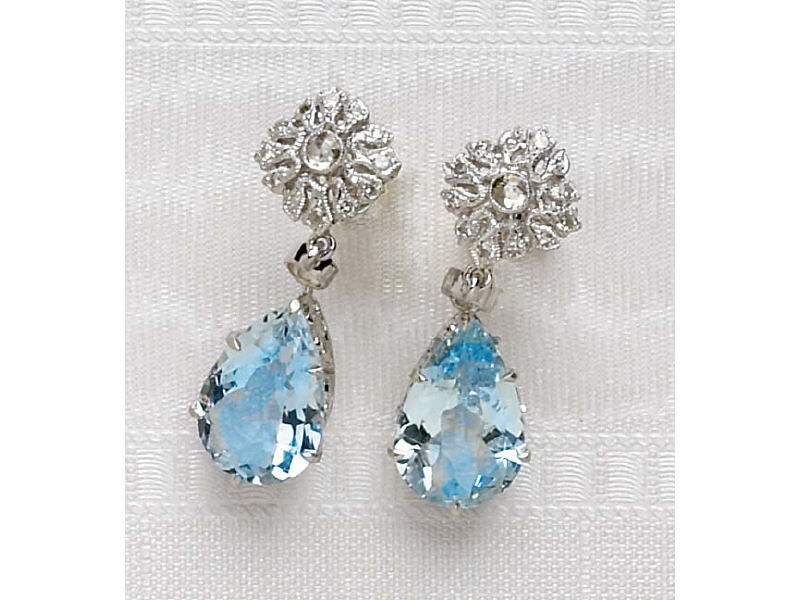 Appraisal: AQUAMARINE EARRINGS k white gold earrings set with two pear