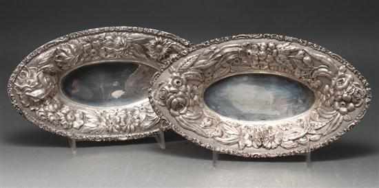 Appraisal: Pair of American repousse sterling silver oval condiment dishes pattern