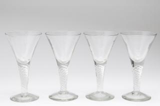 Appraisal: Twist Trumpet-form heavy crystal wine glasses set of four with