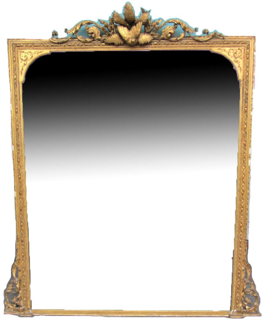 Appraisal: A Victorian gilt framed overmantel mirror with bird fern and