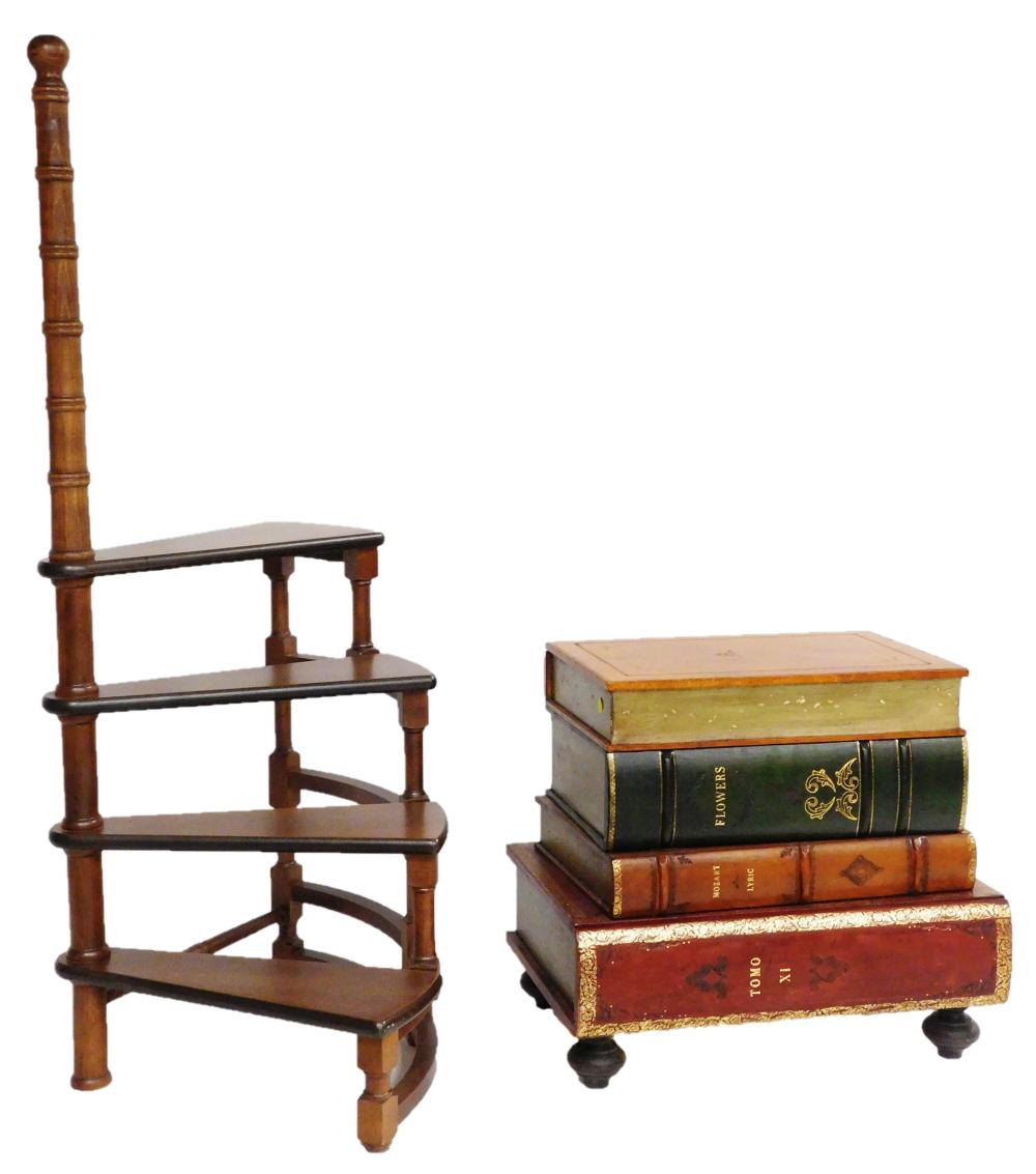 Appraisal: Library steps and a faux book storage table th C