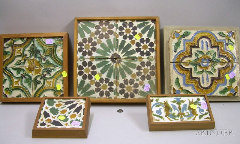 Appraisal: Twelve Framed Early Spanish and Continental Glazed and Majolica Glaze