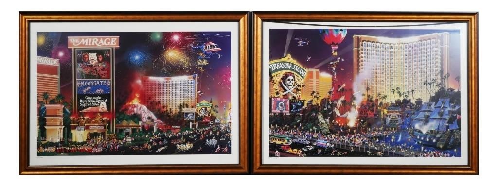 Appraisal: Set of two prints showing Treasure Island Hotel Casino in