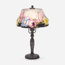 Appraisal: Pairpoint Puffy Dogwood boudoir lamp USA c frosted and obverse-painted