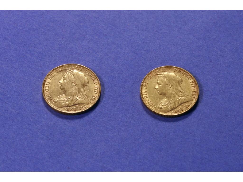 Appraisal: TWO VICTORIAN GOLD SOVEREIGNS dated