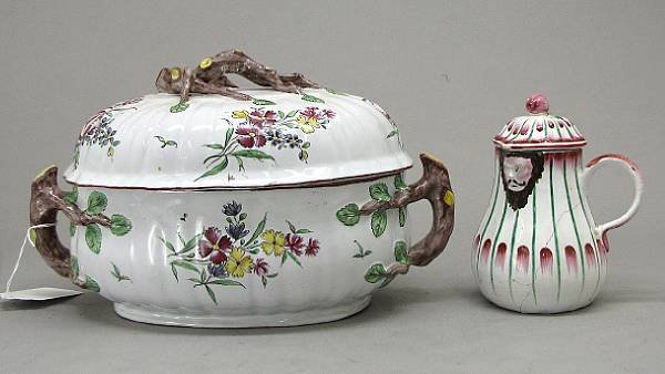 Appraisal: A French faience two handled tureen and a covered hot