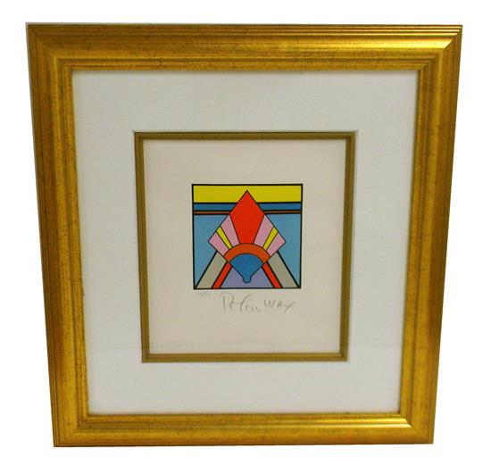 Appraisal: Peter Max American b lithograph vibrantly colored diamond or anthemion