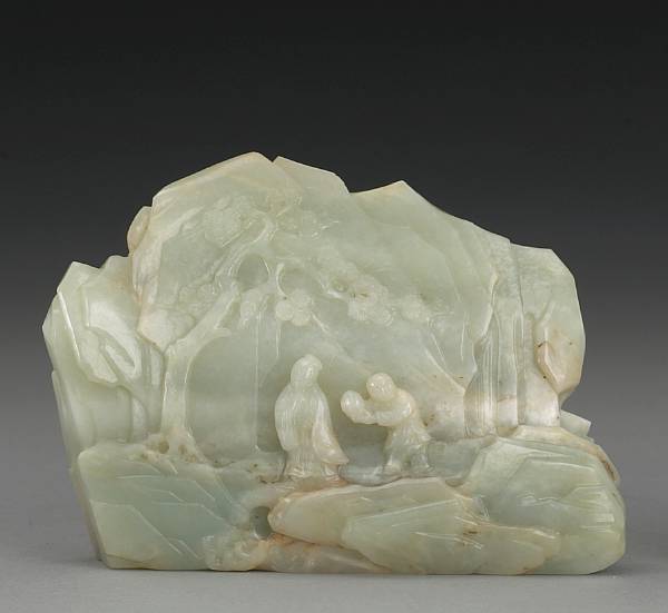 Appraisal: A pale grey-green jade miniature mountain th th Century The