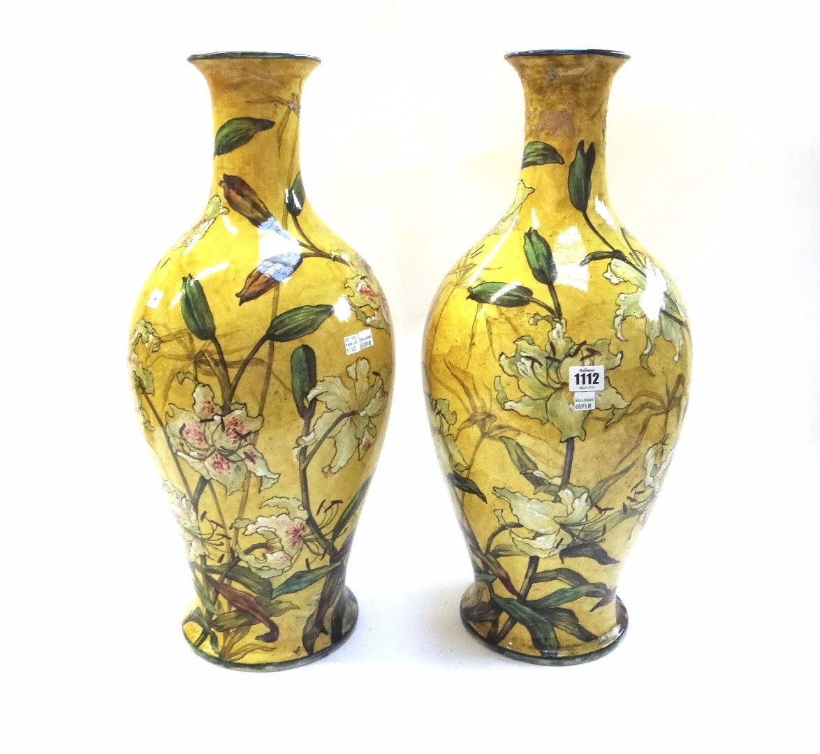 Appraisal: A pair of Doulton Lambeth faience pottery vases of large