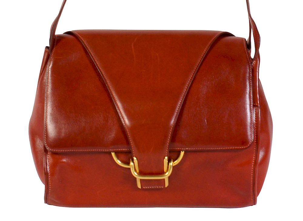 Appraisal: Vintage Hermes Red Leather with Gold Hardware 's Vintage Hermes